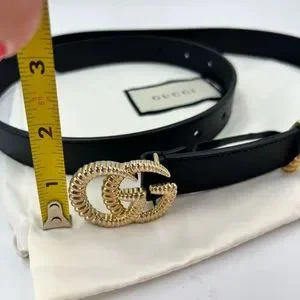 Authentic Gucci Leather belt with torchon Double G buckle small size (women) s-l400.jpg main image 3
